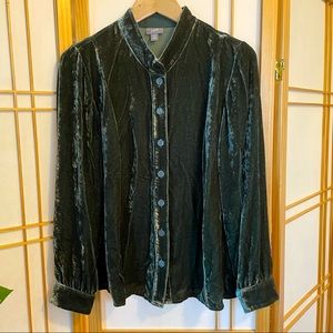 Silk-Blend Velvet Peplum Blouse NWOT